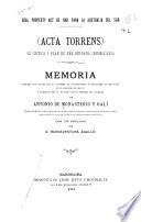 (Acta Torrens) su critica y plan de una reforma immobiliaria