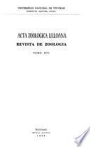 Acta zoológica Lilloana