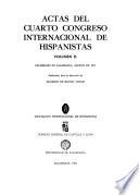 Actas del cuarto Congreso Internacional de Hispanistas