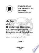 Actas del II Congreso Nacional de Investigaciones Lingüístico-Filológicas