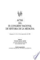 Actas del IX Congreso Nacional de Historia de la Medicina