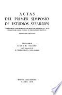 Actas Del Primer Simposio de Estudios Sefardíes