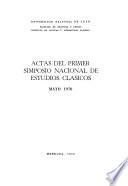 Actas del primer Simposio Nacional de Estudios Clásicos, mayo 1970