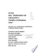 Actas del Seminario de Creación y Teoría Literarias, 1994