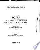 Actas del Tercer Congreso Nacional de Filosofía, Buenos Aires, 13 al 18 de octubre de 1980