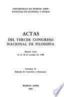 Actas del Tercer Congreso Nacional de Filosofía, Buenos Aires, 13 al 18 de octubre de 1980