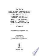 Actas del XXIX Congreso del Instituto Internacional de Literatura Iberoamericana