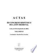 Actas III Congreso Hispánico de Latín Medieval