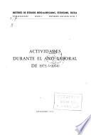 Actividades durante el año laboral de ...