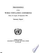Actuaciones de la Conferencia Mundial de Poblacion, 1954, Roma, 31 de Agosto - 10 de Septiembre de 1954