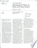 Advancing the Cause of Peace and Arms Control