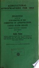 Agricultural Appropriations for 1962