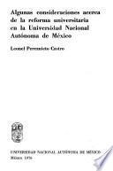 Algunas consideraciones acerca de la reforma universitaria en la Universidad Nacional Autónoma de México