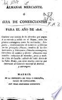 Almanak mercantil ó Guía de comerciantes para el ano 1808