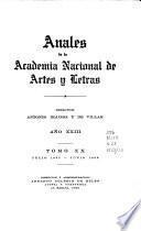 Anales de la Academia National de Artes y Letras