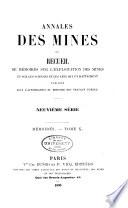 Annales des mines, ou Recueil de mémoires sur l'exploitation des mines, et sur les sciences qui s'y rapportent