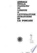 Annali della Facoltà di lingue e letterature straniere di Ca' Foscari