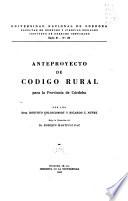 Anteproyecto de Código rural para la provincia de Córdoba