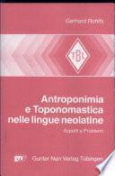 Antroponimia e toponomastica nelle lingue neolatine