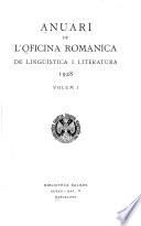 Anuari de l'Oficina Romànica de Lingüística i Literatura