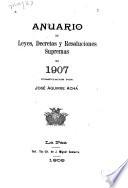 Anuario de Leyes Y Disposiciones Supremas
