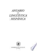 Anuario de lingüística hispánica