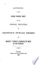 Appendix. Revised pedigree tables of the families mentioned in Griffin's Punjab chiefs and Massy's 'Chiefs & families of note in the Punjab.'