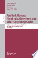 Applied Algebra, Algebraic Algorithms and Error-Correcting Codes