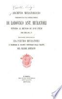 Archivio Muratoriano, preceduto da una lettera inedita di Lodovico Ant. Muratori