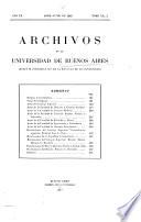Archivos de la Universidad de Buenos Aires (boletín informativo de la Revista de la universidad).