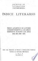 Archivos de Literatura Contemporánea. Indice Literario