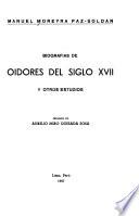 Biografías de oidores del siglo XVII y otros estudios