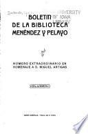 Boletín de la Biblioteca Menéndez y Pelayo; número extraordinario en homenaje a D. Miguet Artigas
