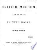British Museum Catalogue of printed Books