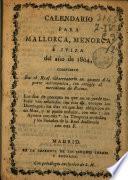 Calendario para Mallorca, Menorca é Iviza [sic] del año de 1804