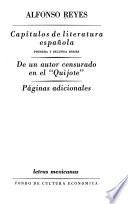 Capítulos de literatura española, primera y segunda series. De un autor censurado en el Quijote. Páginas adicionales