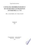 Catálogo bioblibliográfico de escritores extremeños anteriores a 1750