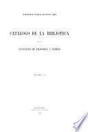 Catálogo de la Biblioteca de la Facultad de Filosofía y Letras