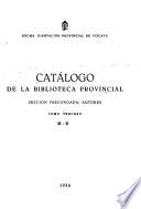 Catálogo de la Biblioteca Provincial, sección vascongada