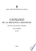 Catálogo de la Biblioteca Provincial, sección vascongada