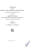 Catálogo de la producción editorial barcelonesa
