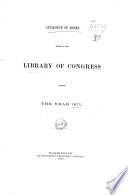 Catalogue of Books Added to the Library of Congress