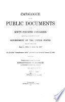 Catalogue of the Public Documents of the ... Congress and of All Departments of the Government of the United States
