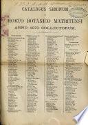 Catalogus seminum in Horto Botanico Matritensi