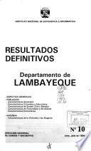 Censos nacionales 1993, IX de población, IV de vivienda: Lambayeque (1 v.)