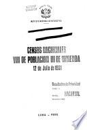 Censos nacionales, VIII de población, III de vivienda, 12 de julio de 1981