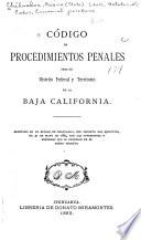 Código de procedimientos penales para el Distrito Federal y territorio de la Baja California