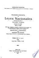 Colección completa de leyes nacionales sancionadas por el Honorable Congreso ...