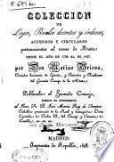 Coleccion de Leyes, Reales Decretos y órdenes, acuerdos y circulares pertenecientes al ramo de la Mesta