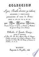 Colección de Leyes, Reales Decretos y órdenes etc